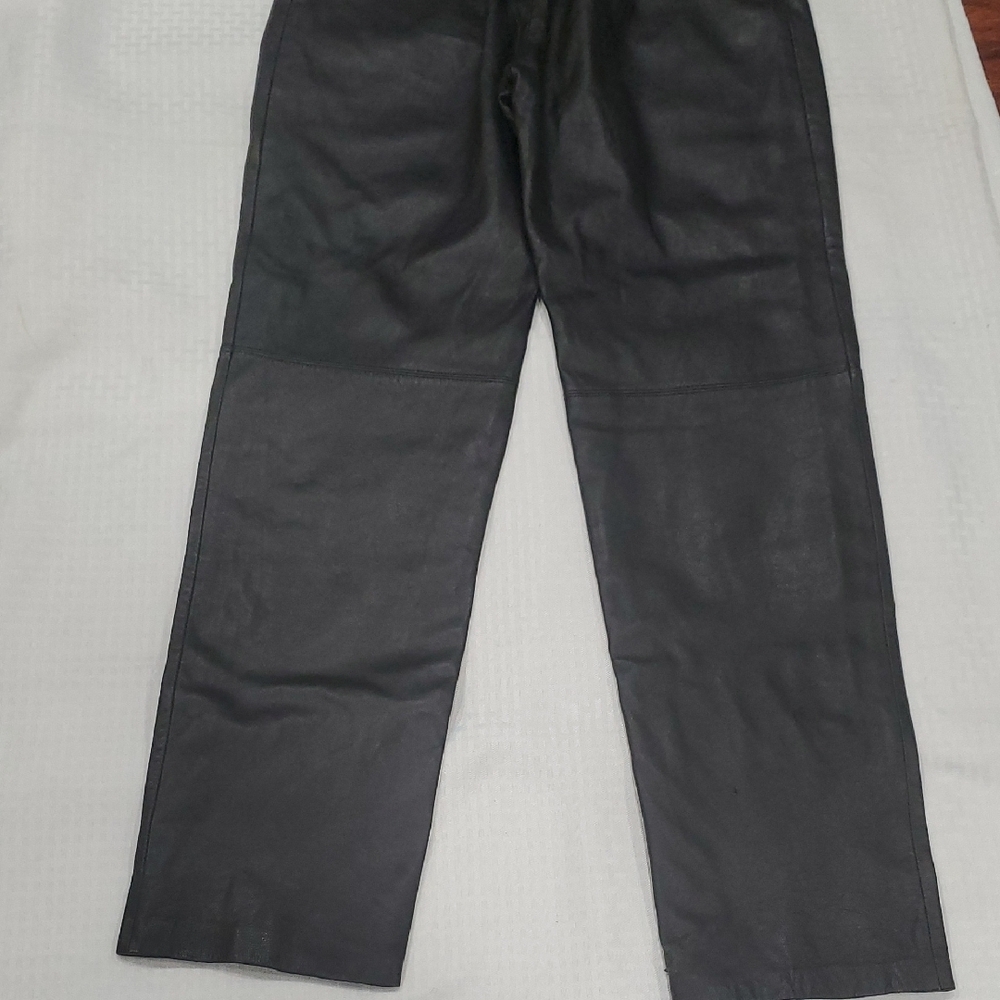 Vtg Alfani Black  Leather Pants - Picture 10 of 13